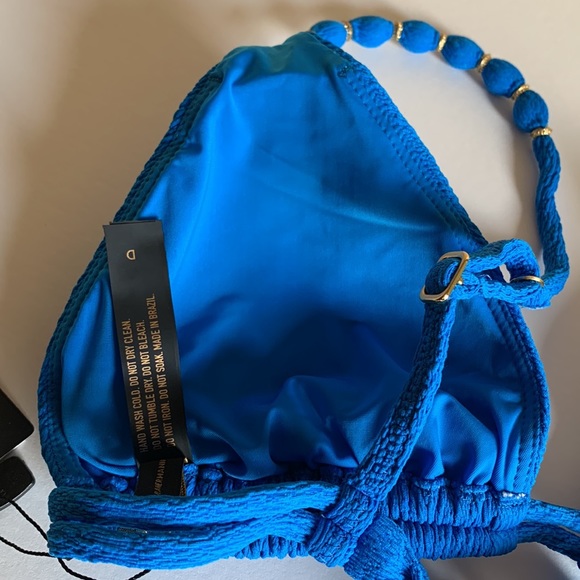 Vix Firenze Beads Parallel Triangle Bikini Top in Blue Ocean - Picture 7 of 9